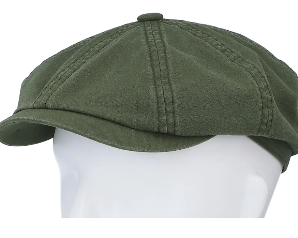 Hatteras Delave Organic Cotton Forest Green Flat Cap - Stetson