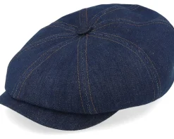Hatteras Denim Sustainable Dark Denim Flat Cap - Stetson