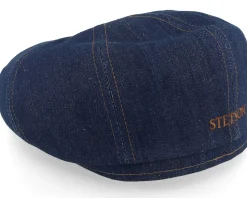 Hatteras Denim Sustainable Dark Denim Flat Cap - Stetson