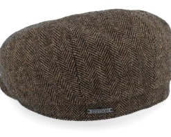 Hatteras Ear Flap Wool Herringbone Brown-melange Flat Cap - Stetson