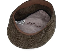 Hatteras Ear Flap Wool Herringbone Brown-melange Flat Cap - Stetson