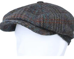 Hatteras Harris Tweed Brown/Navy Flat Cap - Stetson