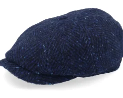 Hatteras Herringbone Dark Blue Herringbone Flat Cap - Stetson