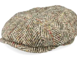 Hatteras Herringbone Olive Flat Cap - Stetson