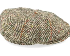 Hatteras Herringbone Olive Flat Cap - Stetson