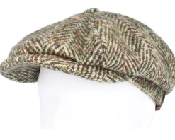 Hatteras Herringbone Olive Flat Cap - Stetson