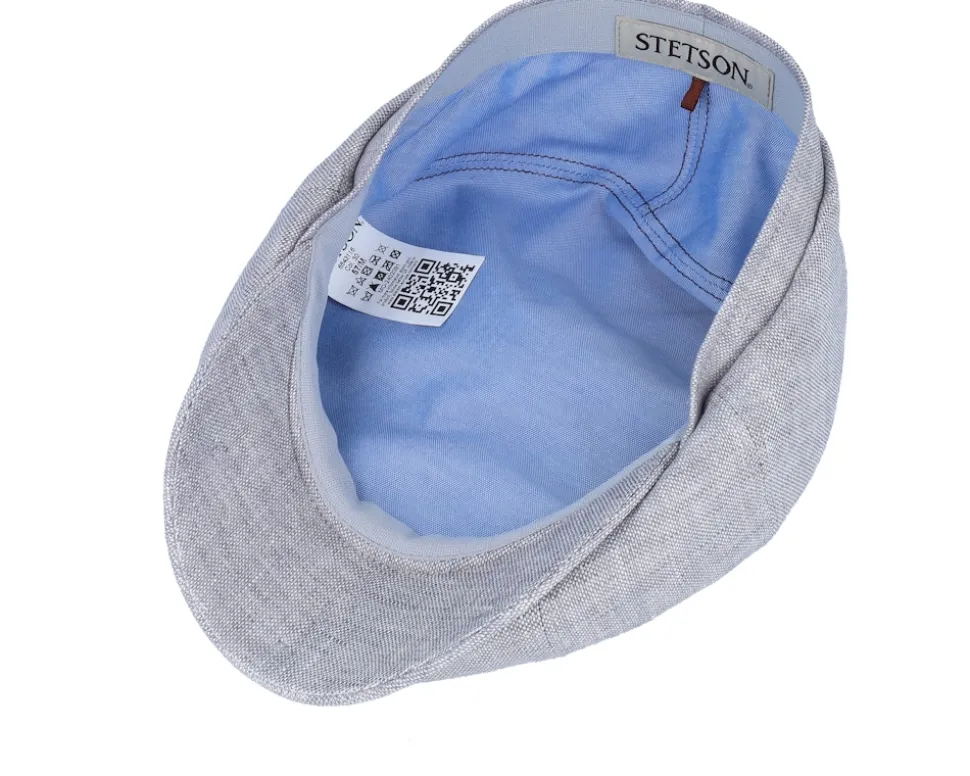 Hatteras Linen Lith Grey Flat Cap - Stetson