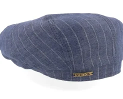 Hatteras Linen Pinstripe Blue Flat Cap - Stetson