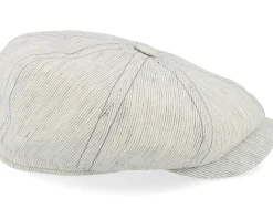 Hatteras Linen Stripe Ecru With Olive Stripe Flat Cap - Stetson