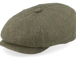 Hatteras Linen/Cotton Green Mix Structure Flat Cap - Stetson