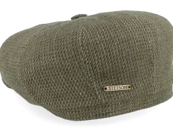 Hatteras Linen/Cotton Green Mix Structure Flat Cap - Stetson