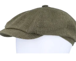 Hatteras Linen/Cotton Green Mix Structure Flat Cap - Stetson
