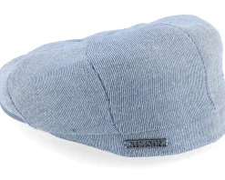 Hatteras Linen/Cotton Twill Blue Twill Flat Cap - Stetson