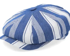 Hatteras Linen/Cotton White/Blue Flat Cap - Stetson