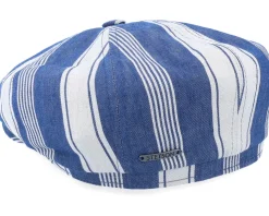 Hatteras Linen/Cotton White/Blue Flat Cap - Stetson
