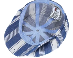 Hatteras Linen/Cotton White/Blue Flat Cap - Stetson