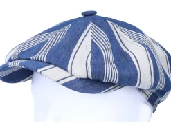 Hatteras Linen/Cotton White/Blue Flat Cap - Stetson