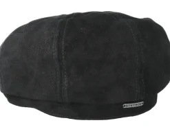 Hatteras Pigskin Black Flat Cap - Stetson