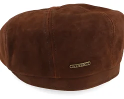 Hatteras Pigskin Chocolate Flat Cap - Stetson