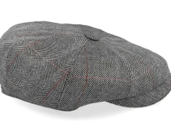 Hatteras Silk Black Herringbone Flat Cap - Stetson