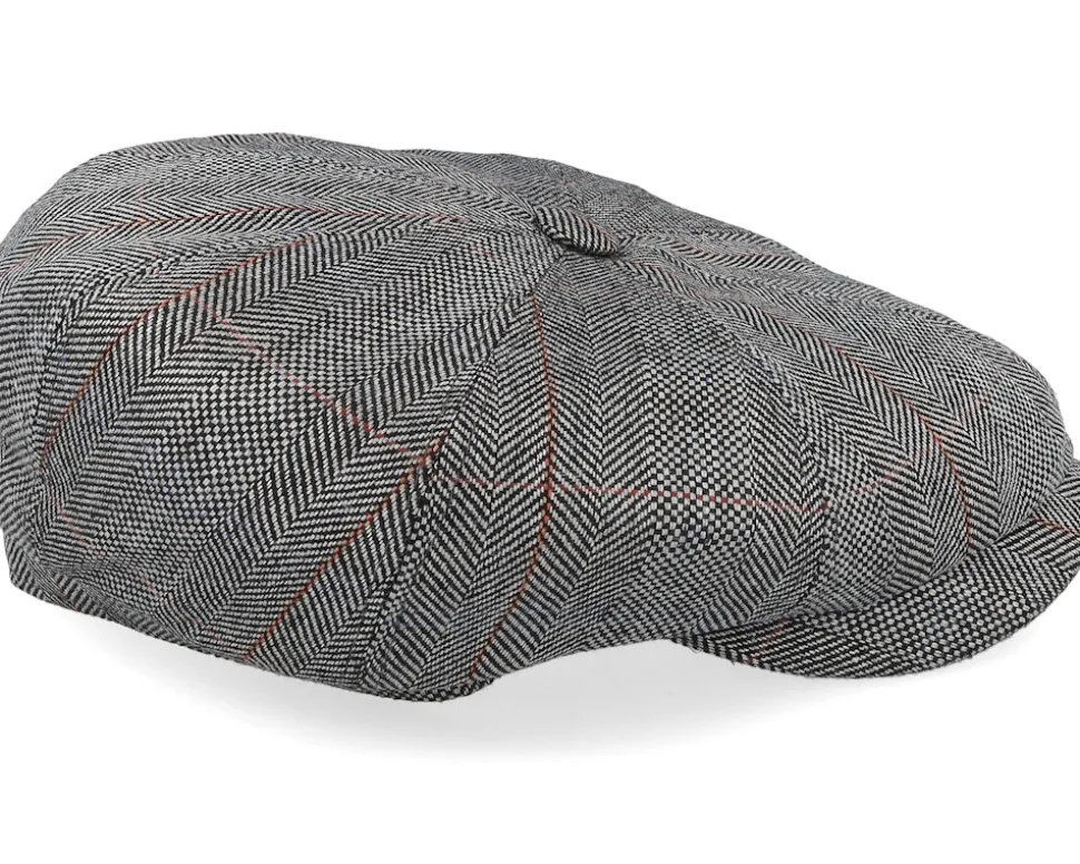 Hatteras Silk Black Herringbone Flat Cap - Stetson