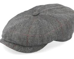 Hatteras Silk Black Herringbone Flat Cap - Stetson