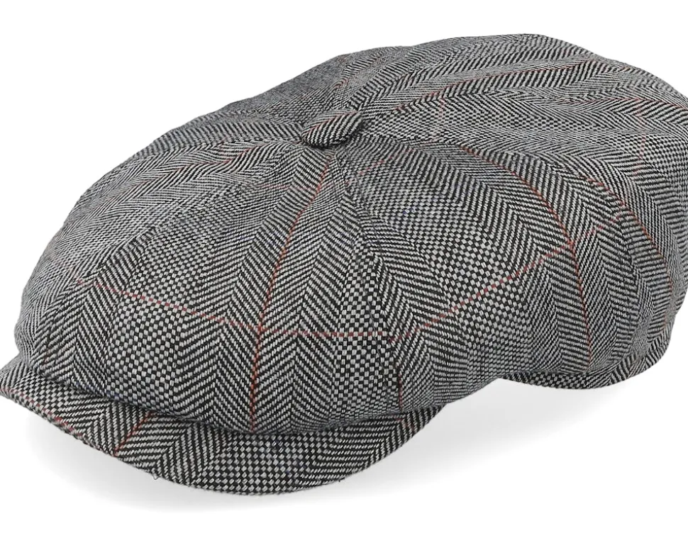 Hatteras Silk Black Herringbone Flat Cap - Stetson