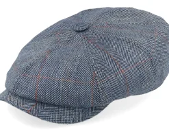 Hatteras Silk Blue Herringbone Flat Cap - Stetson