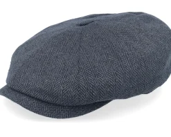 Hatteras Silk Dark Grey Heringbone Flat Cap - Stetson
