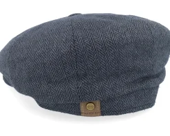 Hatteras Silk Dark Grey Heringbone Flat Cap - Stetson
