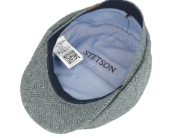 Hatteras Silk Green/Blue Herringbone Flat Cap - Stetson