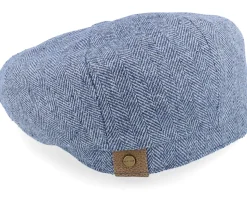 Hatteras Silk Light Blue Herringbone Flat Cap - Stetson