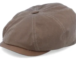 Hatteras Waxed Organic Cotton Brown Flat Cap - Stetson