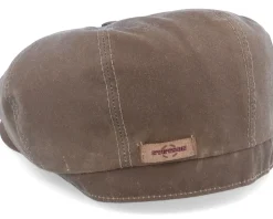 Hatteras Waxed Organic Cotton Brown Flat Cap - Stetson