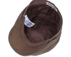 Hatteras Waxed Organic Cotton Brown Flat Cap - Stetson