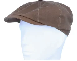 Hatteras Waxed Organic Cotton Brown Flat Cap - Stetson