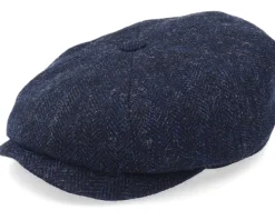 Hatteras Wool Herringbone Navy Flat Cap - Stetson
