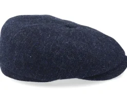 Hatteras Wool Herringbone Navy Flat Cap - Stetson