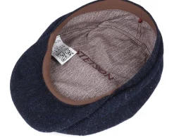 Hatteras Wool Herringbone Navy Flat Cap - Stetson
