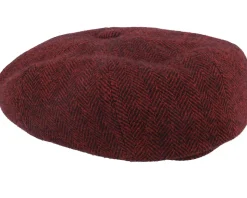 Hatteras Wool Herringbone Burgundy Flatcap - Stetson