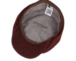 Hatteras Wool Herringbone Burgundy Flatcap - Stetson