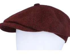 Hatteras Wool Herringbone Burgundy Flatcap - Stetson