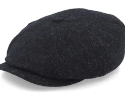 Hatteras Wool Herringbone Black Earflap Flat Cap - Stetson