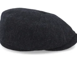 Hatteras Wool Herringbone Black Earflap Flat Cap - Stetson