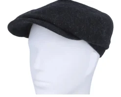 Hatteras Wool Herringbone Black Earflap Flat Cap - Stetson