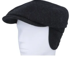 Hatteras Wool Herringbone Black Earflap Flat Cap - Stetson