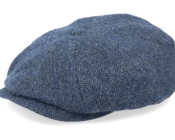 Hatteras Wool Herringbone Navy Flat Cap - Stetson