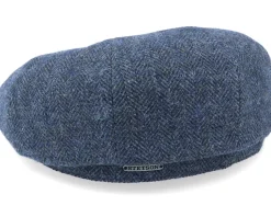 Hatteras Wool Herringbone Navy Flat Cap - Stetson