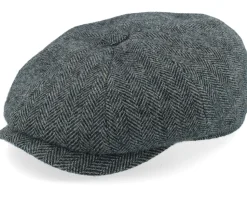 Hatteras Wool Herringbone Moss Green Flat Cap - Stetson
