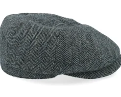 Hatteras Wool Herringbone Moss Green Flat Cap - Stetson